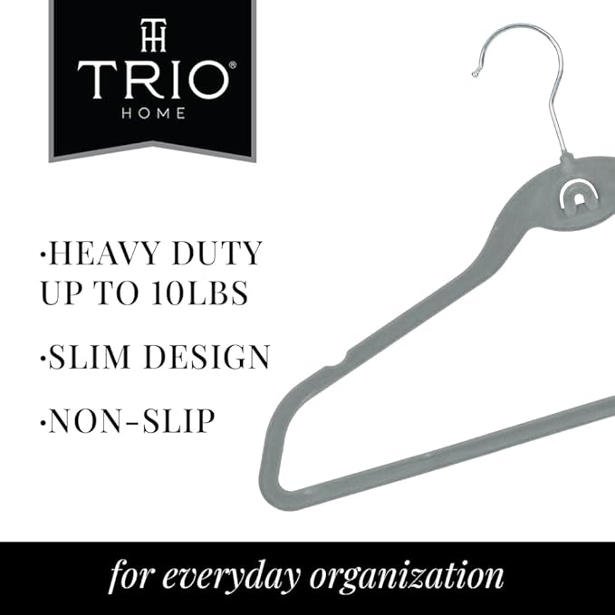 Heavy Duty Velvet Hangers with Cascade Hook, Durable, 360 Degree Rotatable Hook (30, Grey)