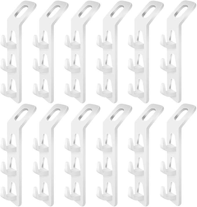 Space Saving Clothes Hanger Hooks, Multi Function Cabinet Organizer with 3 Hooks per Hanger, Connectable Wardrobe Space Saver for Pants Bags Accessories, Heavy Duty Thick PP