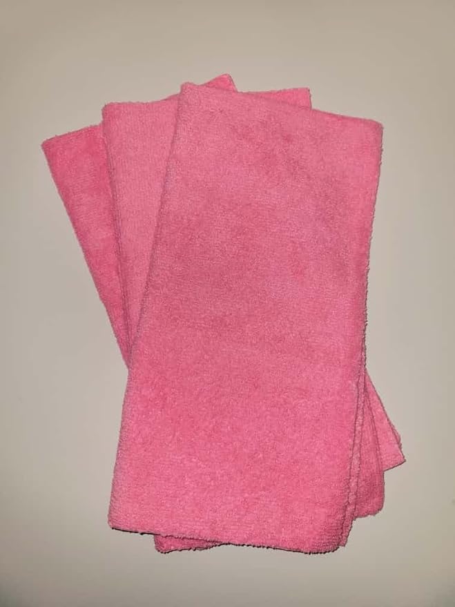 The EveryCart Microfiber Cleaning Cloths, 50 Pack, Multi-Color Blue Yellow Orange Pink, Lint Free Machine Washable, 16 x 16 Inches, Ultra-Absorbent for Home Kitchen Cleaning (Pink)