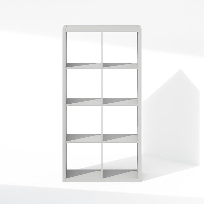 Furinno Cubic Closet Organizers and Storage, 8-Cube Closet Organizer, Open Shelf Closet Storage, Extra Thick Frame for Wardrobe, Bedroom, Living Room, Light Grey