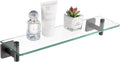 KOKOSIRI Wall Shelves Bathroom Hardware Glass Floating Shelf 20-Inch for Bedroom, Living Room, Kitchen, Hanging Rack Oil Rubbed Bronze B1105ORB-L20