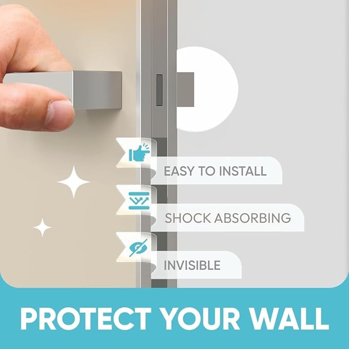 Strongest Home Wall & Door Handle Stopper, 2-Pack XXL – 7 Inch White Wall Bumpers, Quiet Wall Protector for Door Impact & Noise Reduction – Self Adhesive