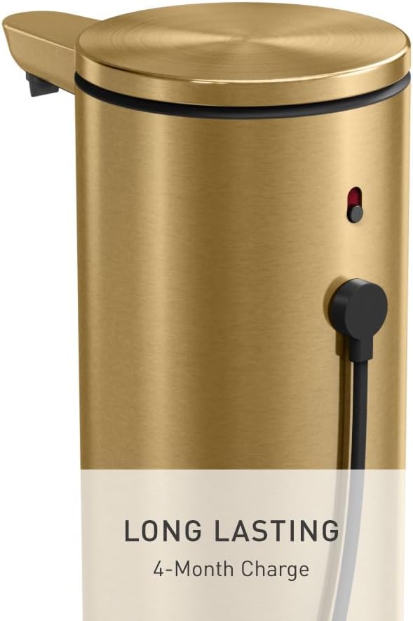 simplehuman 9 oz. Touch-Free Automatic Rechargeable Sensor Pump, Brass Stainless Steel, New