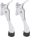 Kickdown Door Stopper 4 Inches - 2 Packs One Touch Adjustable Height Door Stop for The Bottom of Door The Bottom of Door Aluminum Alloy Metal Door Stopper with Rubber Tip White