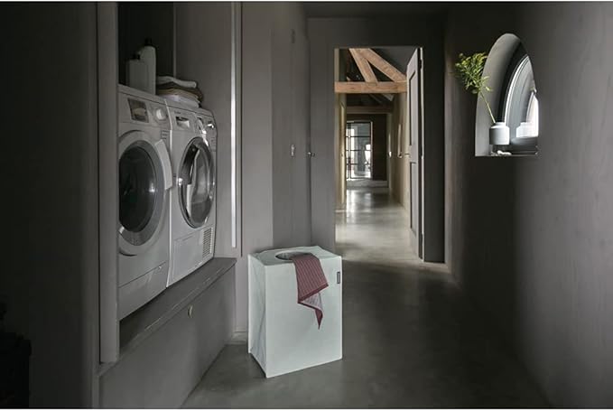Brabantia Rectangular Laundry Bag (14.5 Gal / Green) Foldable, Space Efficient Hamper with Large Opening for Dirty Clothes