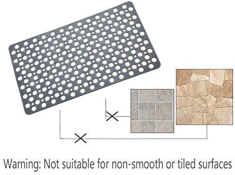 Mantto Nonslip Bath Tub Shower Mat with Suction Cups, Extra Soft TPE Bath Mat for Kids, Bathtub Bathroom Mats, Machine Washable, Smooth/Non-Textured Tubs Only, 30L x 17W Inch (Light Gray)