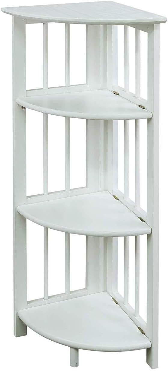 Casual Home 4-Shelves Corner Folding Bookcase, White