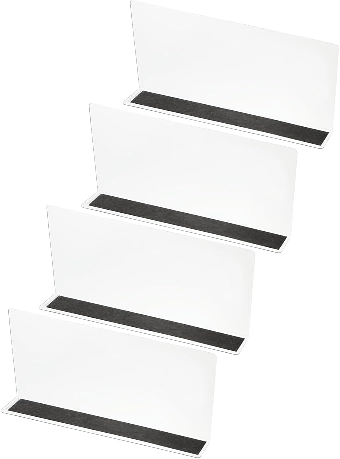 PATIKIL 4 Pack Shelf Dividers for Closet Organization, 9.9x1.6x4.8 Acrylic Magnetic Closets Separator Kitchen Cabinet Shelves Under Bed Blocker for Bedroom Kitchen Office, Clear