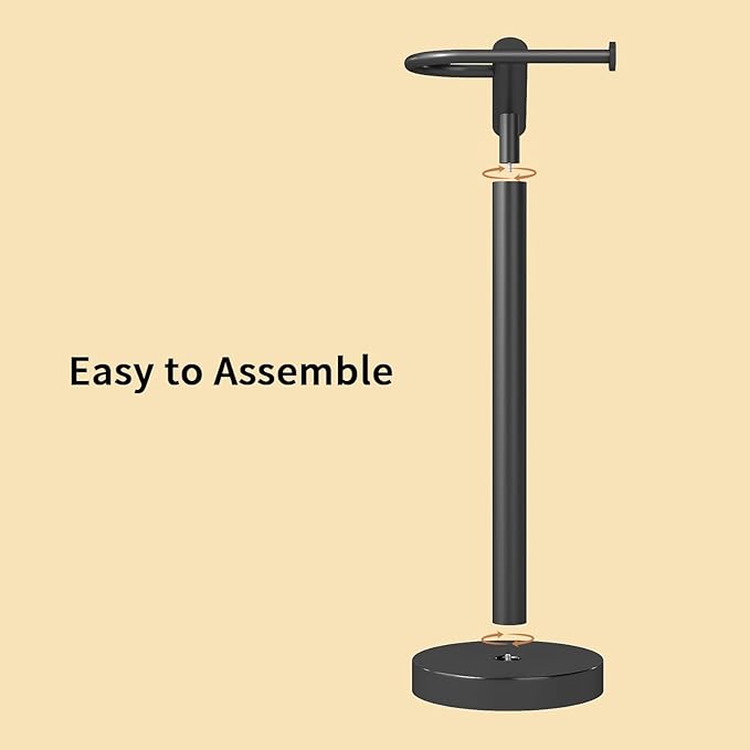 YUMORE Heavy Weighted Toilet Paper Holder Stand, No Drill Freestanding Bathroom Tissue Roll Stand, Stable Floor Standing Paper Roll Dispenser for Bathroom, Bedroom, Vanity