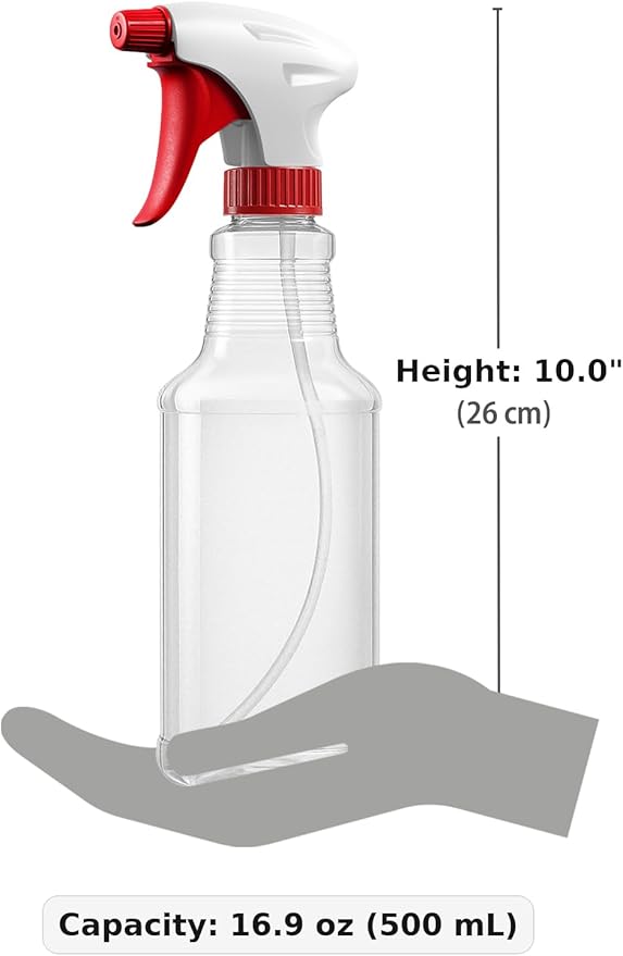 Bar5F Empty Plastic Spray Bottles 16-Ounce BPA-Free Food Grade Crystal Clear Fully Adjustable Sprayer (not for oil), 2-Pack (S-Series)