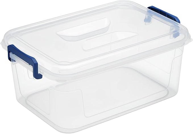 Tribello Clear Storage Bins with Lids, Stackable Plastic Storage Containers for Home Organization – Clear Totes for Closet and Underbed Storage, 9.5