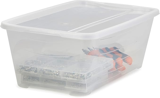 Life Story 6 Liter Shoe, Accessory, and Closet Plastic Storage Box Multi-Purpose Lidded Stacking Tote Containers, Clear (160 Pack)