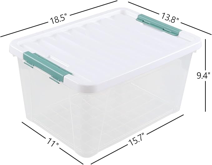 AnnkkyUS 35 Quarts Latching Box, Clear Storage Bins with Lids, Large Plastic Containers for Storage Set of 6