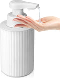 Automatic Soap Dispenser Liquid Touchless: 9oz White Plastic - Rechargeable Electric Smart 3 Level Adjustable Auto Hand Soap Dispenser - Dish Bathroom Kitchen