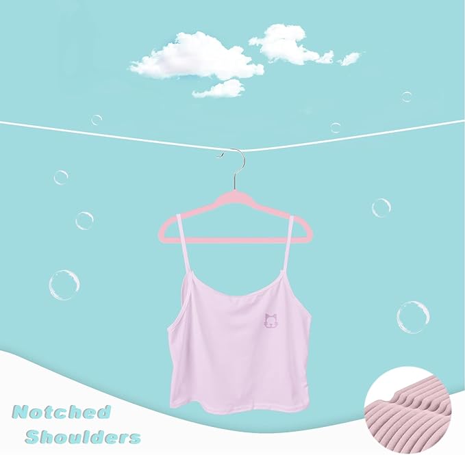 BAGAIL 50 Pack Kids Velvet Hangers 11 Inches Children's Clothes Hangers Non-Slip Baby Hangers for Infant/Toddler (Blush Pink)