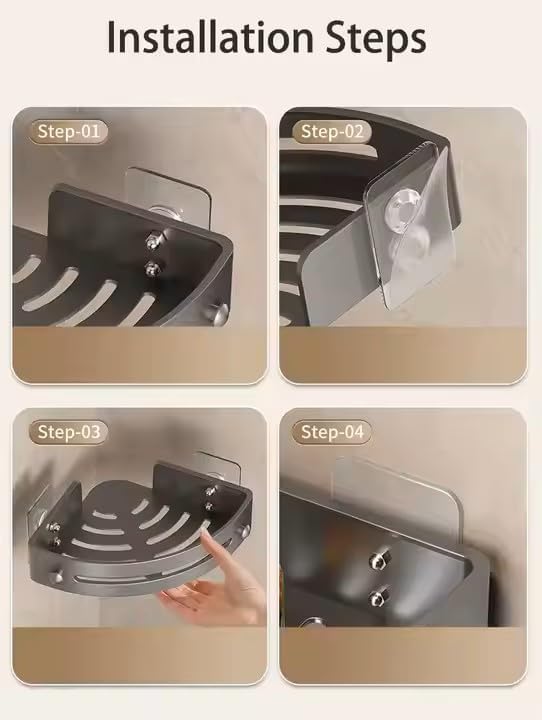 Corner Shower Caddy, Black Wall Mounted Bathroom Storage Rack, Plastic Organizer Shelf with Drainage Holes, 2 Pack, for Kitchen, Bathroom, no Cracking (Smooth Tile only no Textured Tile)