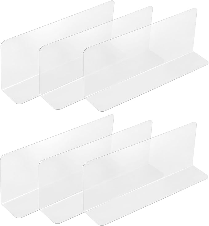 uxcell 6pcs Clear Shelf Dividers, 10"x3.9" Plastic L-Shaped Shelf Separator, Transparent Organizer Divider for Supermarket Store Commodity Classification