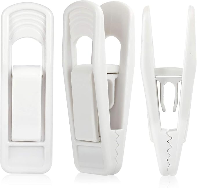 Tinfol 20pc Hanger Clips - White Strong Pinch Grip Clips for Use with Slim-line Clothes Velvet Hangers, Multi-Purpose Finger Clip for Home