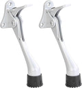 Kickdown Door Stopper 5Inches - 2 Packs One Touch Adjustable Height Door Stop for The Bottom of Door The Bottom of Door Aluminum Alloy Metal Door Stopper with Rubber Tip Silver