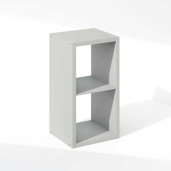 Furinno Cubic Closet Organizers and Storage, 2-Cube Closet Organizer, Open Shelf Closet Storage, Extra Thick Frame for Wardrobe, Bedroom, Living Room, Light Grey