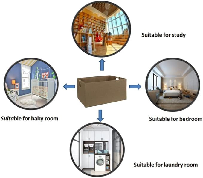 Storage Bin for Shelves Rectangle Closet Baskets Foldable Box with Handles Khaki Baskets Toy Boxes for Home Office Car Dormroom