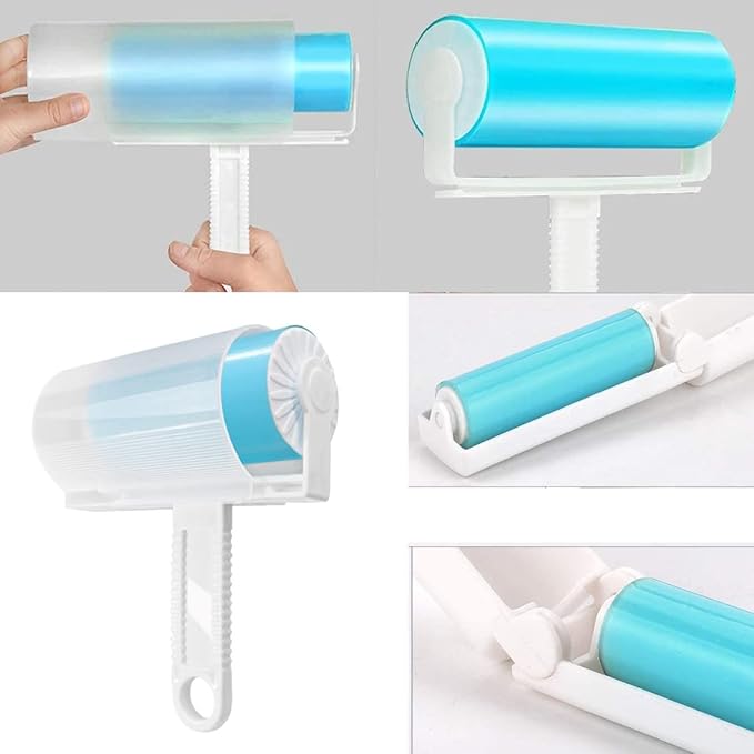 MUEDRT Travel Lint Roller 3 Pack, Washable Lint Roller Reusable Compact Pet Hair Remover Cleaner with Cover for Clothes, Pet Hairs, Include Large/Medium/Small Size
