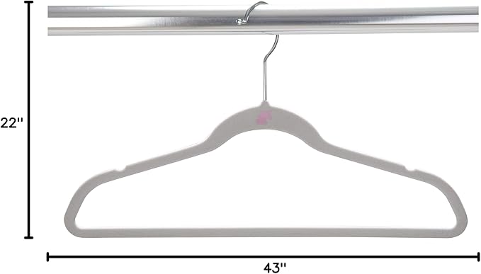 Simplify 50 Pack Kids Velvet Hangers | Slim | Non-Slip Design | Space Saving | Childrens Clothes | Shirts | Pants | Dresses | Baby Nursery | Closet Storage & Organization | White