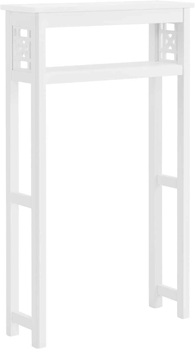 Derby Over-The-Toilet Storage Shelf – 44" Tall Modern Bathroom Space Saver with Open Shelves – Freestanding Organizer Rack for Toiletries & Towels by Alaterre Furniture (White)