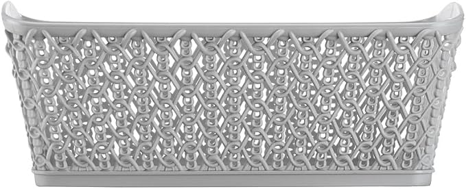 Whitmor Resin Form Tote Link Stitch, Small, 6 Pack, Gray