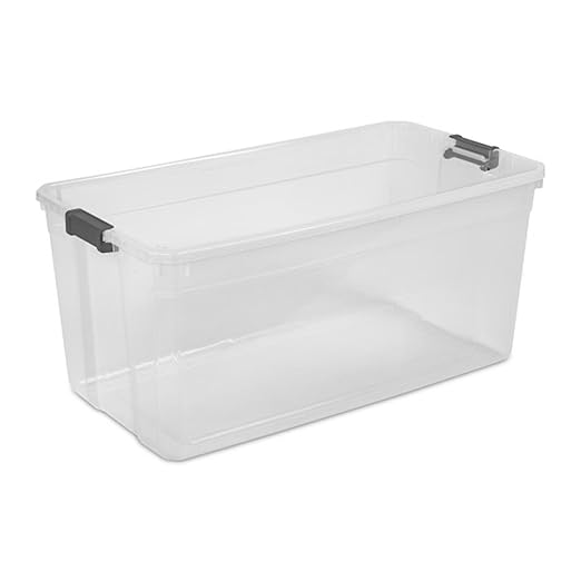 Sterilite 9-Pack Modular Stacker Box, Durable Clear Plastic Storage Bins with Latching Lids, 200 Quart - Stackable Organizing Container Boxes for Closet, Bathroom, and Office