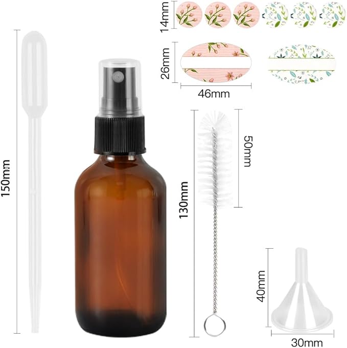 STARSIDE 16 Pack 4 oz Amber Glass Spray Bottles with Fine Mist Sprayer & Dust Cap for Essential Oils, Perfumes,Cleaning Products, 120 ml Fine Mist Glass Spray Bottle