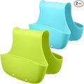 2 Pack Sponge Holder for Double-Sink, FineGood Saddle Caddy Brush Soap Organizer Storage Kitchen Bathroom Plastic Basket - Blue, Green