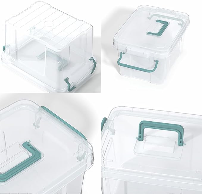 7 Pack Small Storage Bins Plastic Storage Container Stackable Box with Lids,with Handle Clear Plastic Container for Suitable for storing snacks, tools, cosmetics, toys