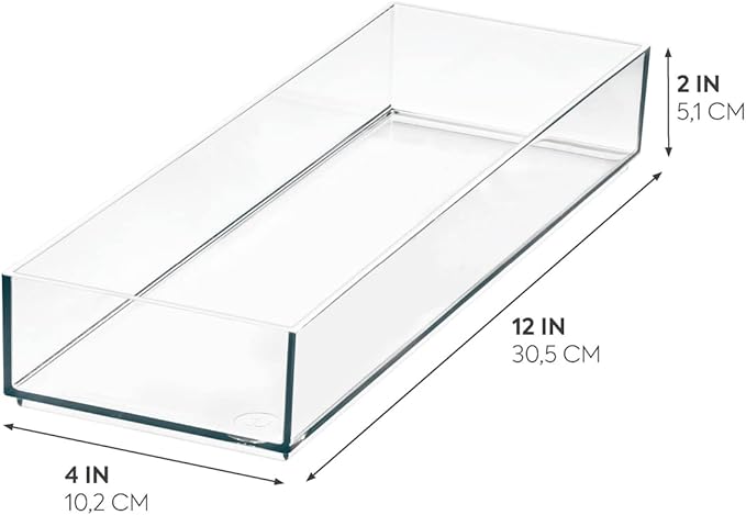 iDesign Plastic Makeup Drawer Organizer Tray - Vanity Organizer or Desk Drawer Organizer - Clear/Matte White