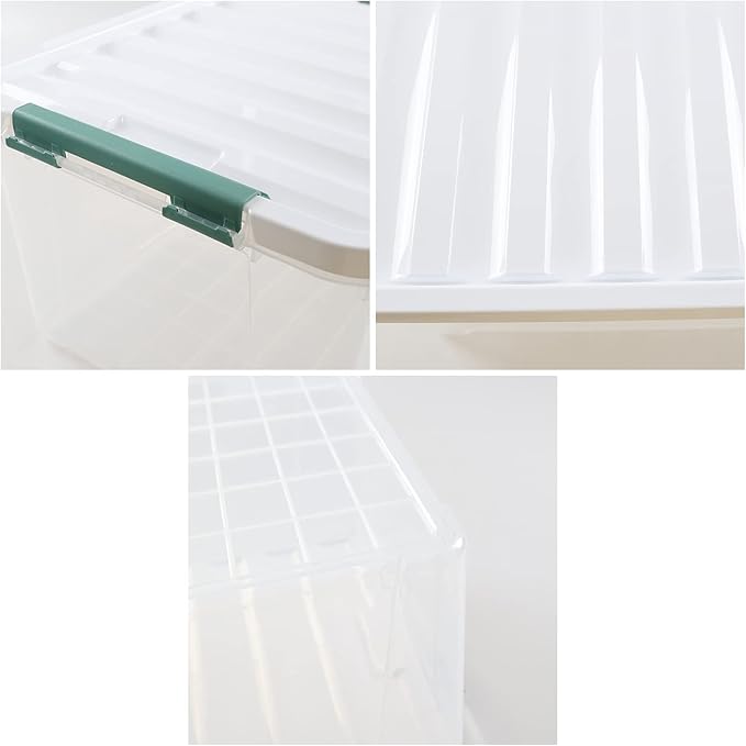 Zerdyne 35 L Clear Large Storage Box, Plastic Storage Bins, Set of 4