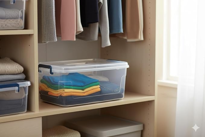 Tribello Clear Storage Bins with Lids, 6-Pack Stackable Plastic Storage Containers for Home Organization – Totes for Closet and Underbed Storage, 21 Quarts