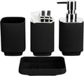 4Pack Bathroom Accessories Set, Bohemian Bathroom Sink Set, Contain Soap Dispenser, Toothbrush Holder, Soap Dish & Mouthwash Cup,Square soap and Toothbrush Holder Set