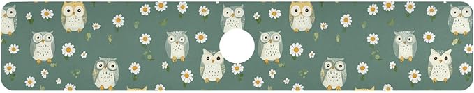 Kitchen Sink Splash Guard 1 PC 30 Inch Sink Faucet Mat Splash Guard for Bathroom Countertop Water Absorbent Foldable Cuttable Soft Washable White Daisy Flower Owls