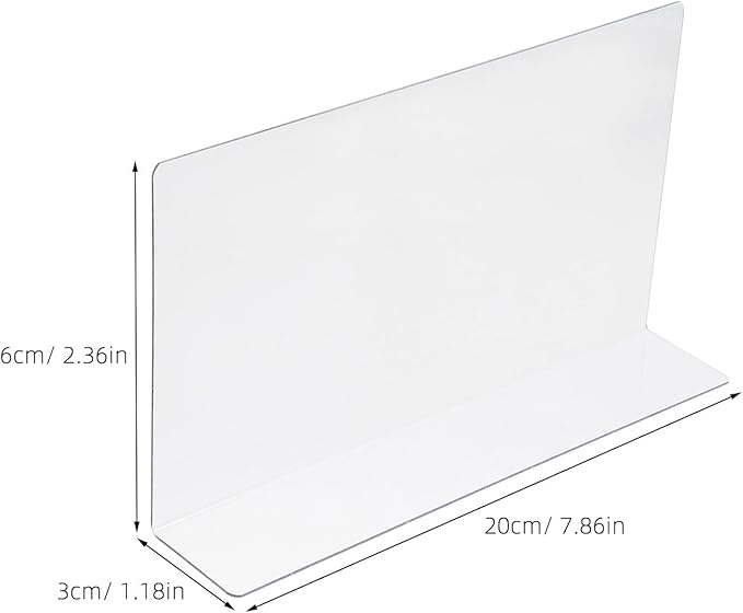 Yardwe 10Pcs Clear Plastic Shelf Dividers - 7.8Inch L-Shaped Store Goods Separators for Shelves Supermarket Commodity Classification Organizer for Home Kitchen and Retail