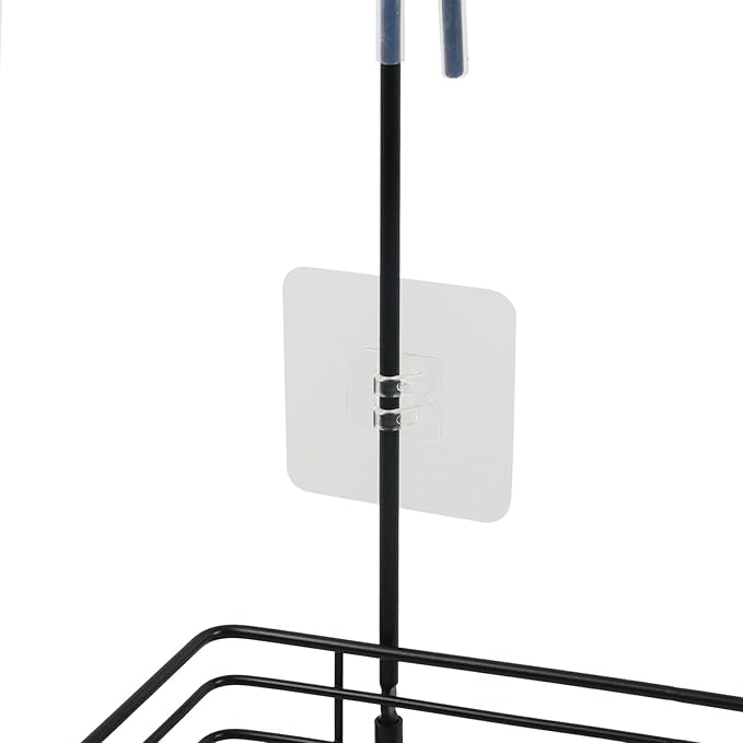 Antrader Hanging Shower Rack,Shower Caddy Hanging,Hung on the Faucet or the Door,the Back Hook Can be Rotated,No Drilling,304 Stainless Steel,Single Layer Shelf-Black