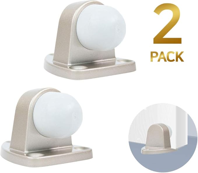 Floor Door Stopper with Rubber pad 2pack, Circle Shaped Door Stopper, Protecting Wall (2.7inch x 2pack, Dark Grey)