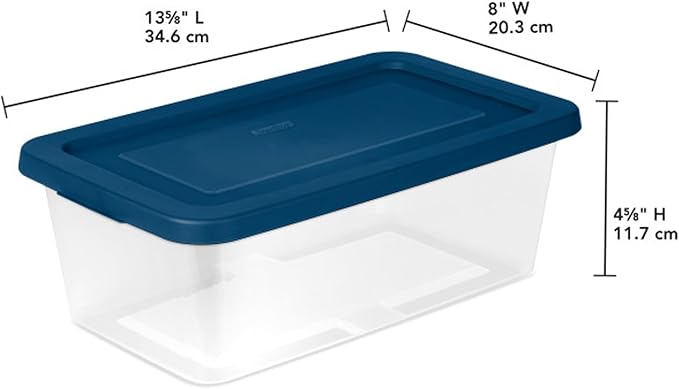 Sterilite Stackable 6 Quart Home Storage Box with Handles and Lid for Efficient, Space Saving Household Storage and Organization, (10 Pack)