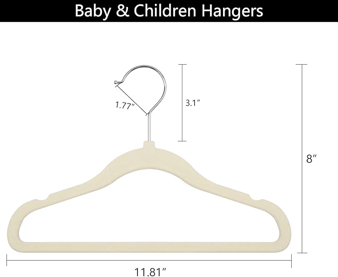 GoodtoU Kids Velvet Hangers Baby Hangers for Closet 20 Pack Non Slip Childrens Infant Hanger Beige
