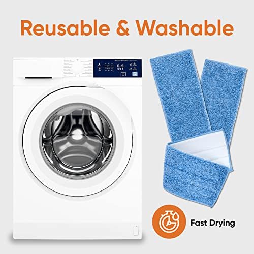 Superio Microfiber Mop Replacement Head, 16 inch Damp Mop Pad Refill for Miracle Mop Dusting and Spray Mop, attaches to Velcro mop(Blue, 2-Pack)