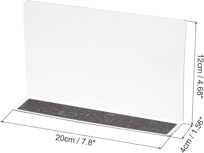 MECCANIXITY L Type Shelf Dividers, PVC Clear Closet Shelf Separator Organizer Clapboard for Cabinet Supermarket with Magnetic Strip 20 x 4 x 12cm Pack of 4