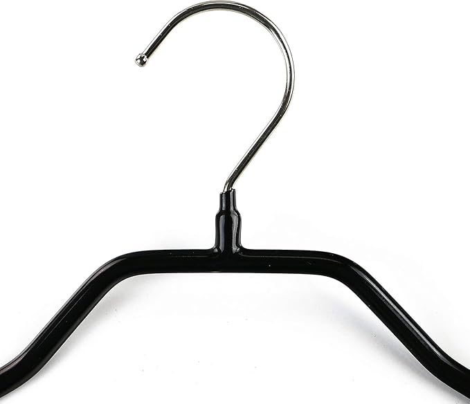 Mawa by Reston Lloyd BodyForm Series Non-Slip Steel Clothes Hanger with Shoulder Support & 2 Strong Clips for Pants or Skirts, Style 42/LK, Black, Set of 50