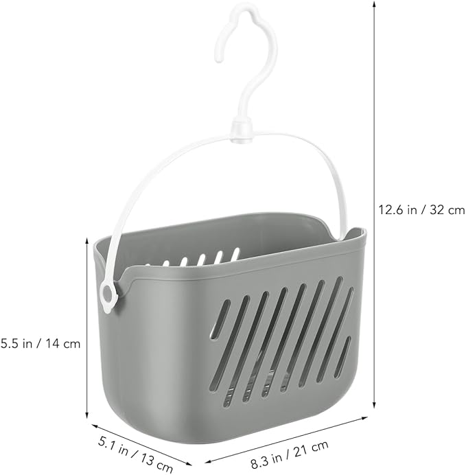 Angoily Hanging Shower Caddy Plastic Hanging Shower Caddy Basket Portable Kitchen Organizer Storage Basket with Hook for Home Grey
