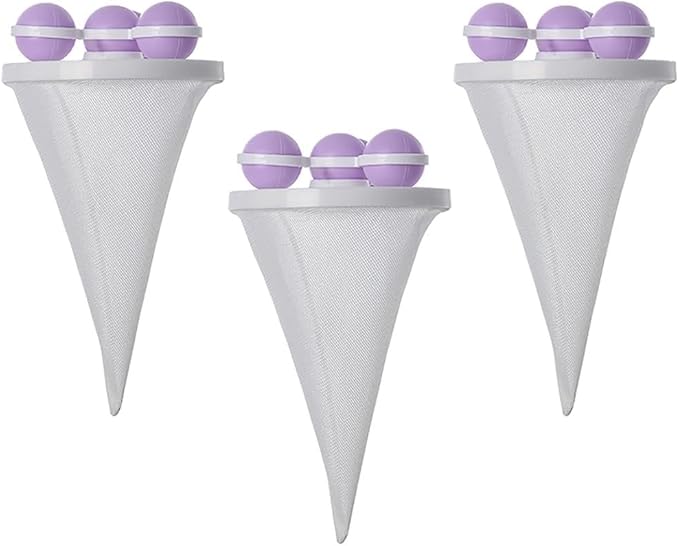 Pet Hair Remover for Laundry, Floating Hair Filtering Mesh Removal Reusable Lint Catcher for Washing Machine Wool Device, Pet Hairs Remover Hairs Filter Cleaning Mesh Bag (Purple, 3pcs)