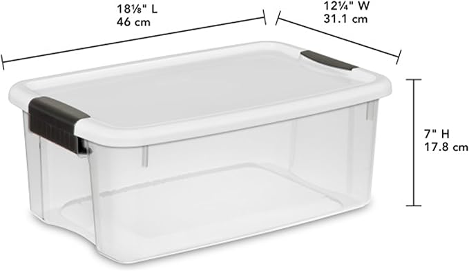 Sterilite 6-Pack Ultra Latching Box, Storage Bins with Lids, Clear Plastic, 18 Quart - Heavy-Duty Organizing Containers for Closet, Bathroom, and Office