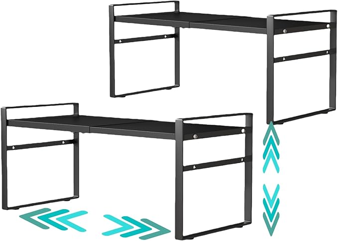 Expandable Cabinet Shelf Organizer Riser for Kitchen Pantry Cupboard Under Sink Countertop,kitchen cabinet shelf 8.3’’D * 12.2-23.6’’W * 10.4’’H